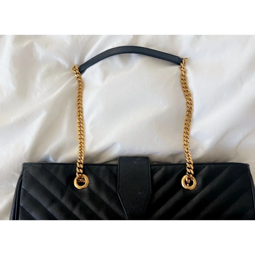 SAINT LAURENT MATELASSE LEATHER MONOGRAM CHAIN CASSANDRE TOTE - Picture 8 of 16